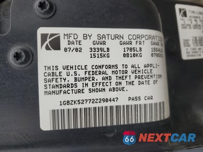 Zdjęcie 12 z 12 samochodu: 2002 SATURN SL2 VIN:1G8ZK52772Z290447 - miniatura