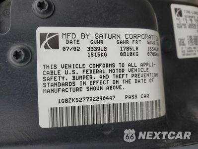 Zdjęcie 12 z 12 samochodu: 2002 SATURN SL2 VIN:1G8ZK52772Z290447 - miniatura