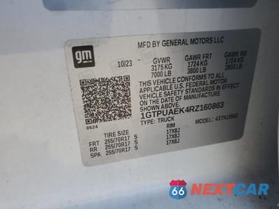 Zdjęcie 12 z 12 samochodu: 2024 GMC SIERRA K1500 VIN:1GTPUAEK4RZ160863 - miniatura