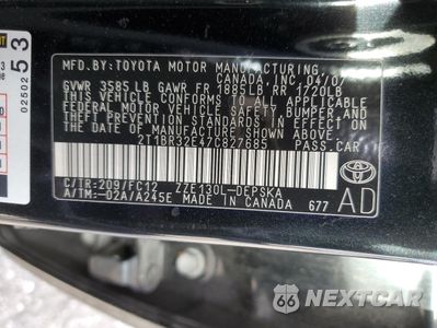 Zdjęcie 12 z 12 samochodu: 2007 TOYOTA COROLLA CE VIN:2T1BR32E47C827685 - miniatura