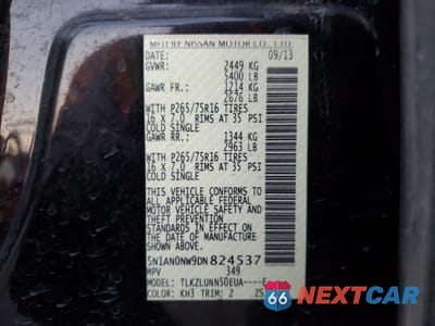 Zdjęcie 15 z 15 samochodu: 2013 NISSAN XTERRA X VIN:5N1AN0NW9DN824537 - miniatura