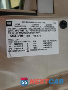 Zdjęcie 13 z 13 samochodu: 2005 CHEVROLET EQUINOX LT VIN:2CNDL73F356111850 - miniatura
