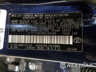 Zdjęcie 12 z 12 samochodu: 2021 TOYOTA CAMRY LE VIN:4T1C11AK6MU458586 - miniatura