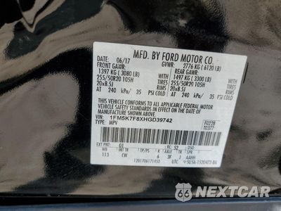 Zdjęcie 15 z 16 samochodu: 2017 FORD EXPLORER LIMITED VIN:1FM5K7F8XHGD39742 - miniatura