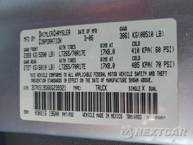 Zdjęcie 12 z 12 samochodu: 2006 DODGE RAM 1500 VIN:3D7KS19D66G239321 - miniatura