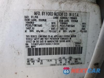 Zdjęcie 14 z 14 samochodu: 2003 FORD ESCAPE XLT VIN:1FMYU03153KC15034 - miniatura