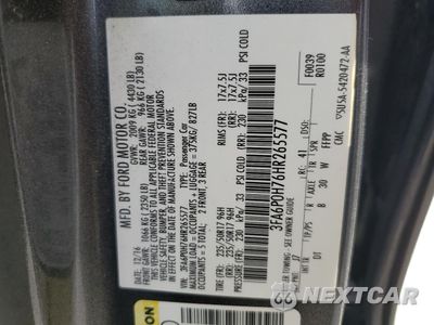 Zdjęcie 12 z 12 samochodu: 2017 FORD FUSION SE VIN:3FA6P0H76HR265577 - miniatura