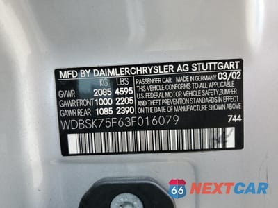 Zdjęcie 15 z 15 samochodu: 2003 MERCEDES-BENZ SL 500R VIN:WDBSK75F63F016079 - miniatura