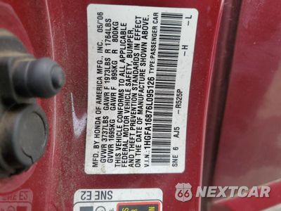 Zdjęcie 12 z 12 samochodu: 2006 HONDA CIVIC EX VIN:1HGFA16876L095126 - miniatura