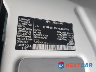 Zdjęcie 14 z 14 samochodu: 2017 MERCEDES-BENZ SPRINTER 2500 VIN:8BRPE8CD4HE136156 - miniatura