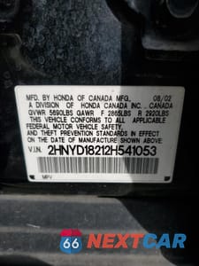 Zdjęcie 13 z 13 samochodu: 2002 ACURA MDX VIN:2HNYD18212H541053 - miniatura