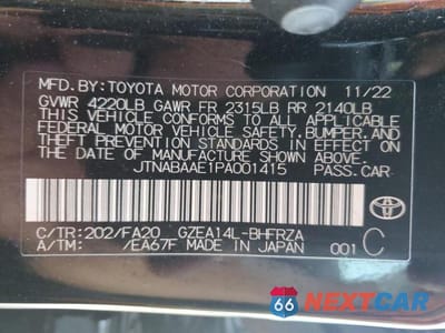 Zdjęcie 12 z 12 samochodu: 2023 TOYOTA GR COROLLA CORE VIN:JTNABAAE1PA001415 - miniatura