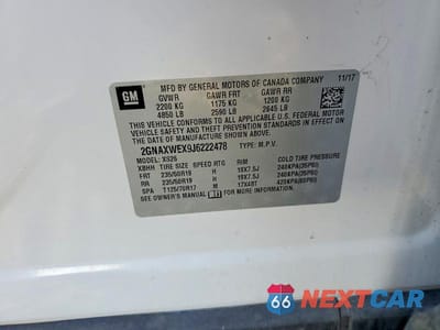 Zdjęcie 13 z 13 samochodu: 2018 CHEVROLET EQUINOX PREMIER VIN:2GNAXWEX9J6222478 - miniatura