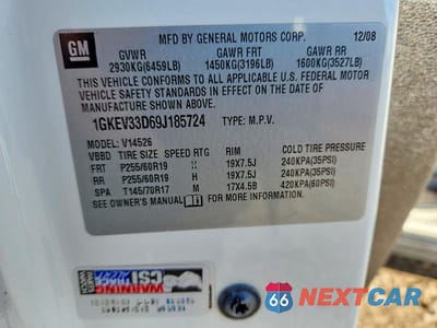 Zdjęcie 13 z 13 samochodu: 2009 GMC ACADIA SLT-2 VIN:1GKEV33D69J185724 - miniatura