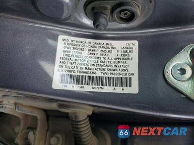 Zdjęcie 12 z 12 samochodu: 2017 HONDA CIVIC EX VIN:2HGFC1F36HH638366 - miniatura