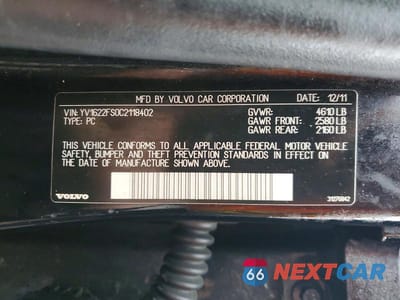 Zdjęcie 12 z 12 samochodu: 2012 VOLVO S60 T5 VIN:YV1622FS0C2118402 - miniatura