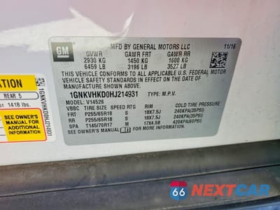 Zdjęcie 13 z 14 samochodu: 2017 CHEVROLET TRAVERSE LT VIN:1GNKVHKD0HJ214931 - miniatura