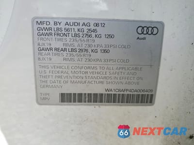 Zdjęcie 14 z 14 samochodu: 2013 AUDI Q5 PREMIUM HYBRID VIN:WA1C8AFP4DA006409 - miniatura