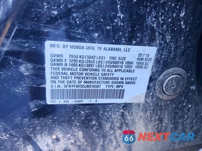 Zdjęcie 12 z 12 samochodu: 2018 HONDA PILOT EXL VIN:5FNYF6H55JB016587 - miniatura