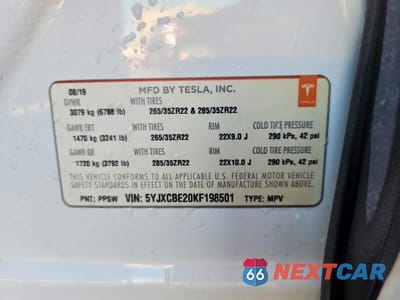 Zdjęcie 14 z 15 samochodu: 2019 TESLA MODEL X VIN:5YJXCBE20KF198501 - miniatura