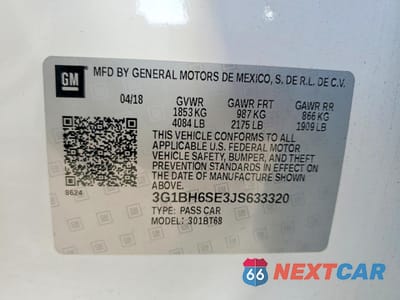 Zdjęcie 12 z 12 samochodu: 2018 CHEVROLET CRUZE LT VIN:3G1BH6SE3JS633320 - miniatura