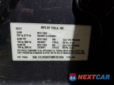 Zdjęcie 12 z 12 samochodu: 2021 TESLA MODEL Y VIN:5YJYGDEFXMF261694 - miniatura