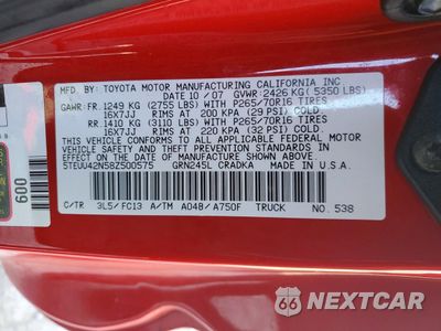 Zdjęcie 12 z 13 samochodu: 2008 TOYOTA TACOMA V6 VIN:5TEUU42N58Z500575 - miniatura