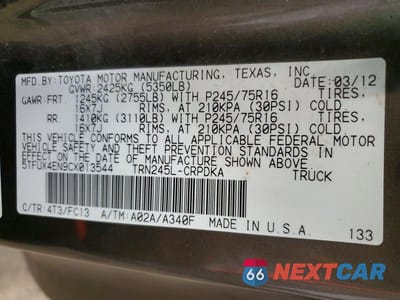 Zdjęcie 12 z 12 samochodu: 2012 TOYOTA TACOMA BASE VIN:5TFUX4EN9CX013544 - miniatura