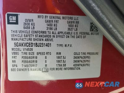 Zdjęcie 13 z 13 samochodu: 2011 BUICK ENCLAVE CXL VIN:5GAKVCED1BJ231401 - miniatura