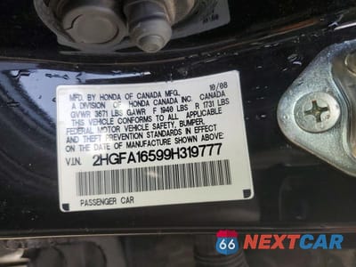 Zdjęcie 13 z 13 samochodu: 2009 HONDA CIVIC LX VIN:2HGFA16599H319777 - miniatura
