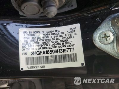 Zdjęcie 13 z 13 samochodu: 2009 HONDA CIVIC LX VIN:2HGFA16599H319777 - miniatura