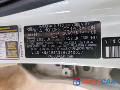 Zdjęcie 12 z 12 samochodu: 2017 KIA RIO LX VIN:KNADM4A32H6040057 - miniatura