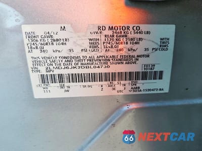 Zdjęcie 12 z 12 samochodu: 2013 LINCOLN MKX VIN:2LMDJ6JK2DBL04730 - miniatura
