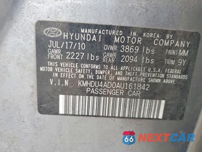 Zdjęcie 12 z 12 samochodu: 2010 HYUNDAI ELANTRA BLUE VIN:KMHDU4AD0AU161842 - miniatura
