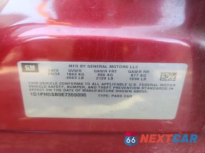 Zdjęcie 13 z 13 samochodu: 2014 CHEVROLET CRUZE ECO VIN:1G1PH5SB9E7359096 - miniatura