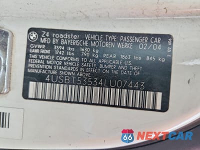 Zdjęcie 12 z 12 samochodu: 2004 BMW Z4 3.0 VIN:4USBT53534LU07443 - miniatura