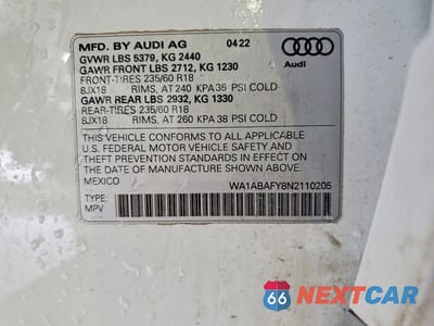 Zdjęcie 13 z 13 samochodu: 2022 AUDI Q5 PREMIUM 40 VIN:WA1ABAFY8N2110205 - miniatura