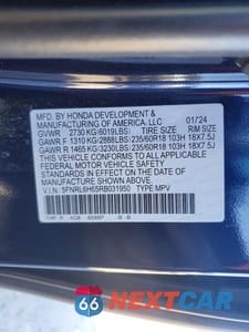 Zdjęcie 13 z 13 samochodu: 2024 HONDA ODYSSEY EXL VIN:5FNRL6H65RB031950 - miniatura