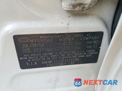 Zdjęcie 12 z 12 samochodu: 2005 HYUNDAI SONATA GL VIN:KMHWF25S15A119185 - miniatura