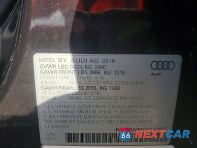 Zdjęcie 12 z 12 samochodu: 2016 AUDI Q5 PREMIUM PLUS VIN:WA1L2AFP9GA119861 - miniatura