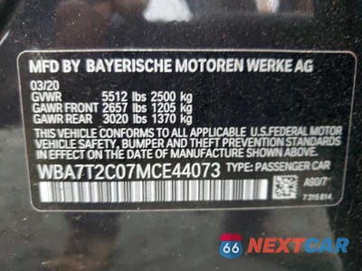Zdjęcie 12 z 12 samochodu: 2021 BMW 740 I VIN:WBA7T2C07MCE44073 - miniatura