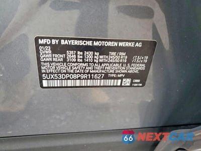 Zdjęcie 13 z 13 samochodu: 2023 BMW X3 XDRIVE30I VIN:5UX53DP08P9R11627 - miniatura