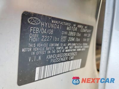 Zdjęcie 13 z 13 samochodu: 2008 HYUNDAI ELANTRA GLS VIN:KMHDU46D08U430621 - miniatura