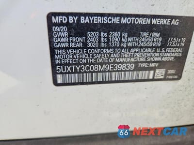 Zdjęcie 14 z 14 samochodu: 2021 BMW X3 SDRIVE30I VIN:5UXTY3C08M9E39839 - miniatura