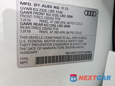Zdjęcie 13 z 13 samochodu: 2024 AUDI Q3 PREMIUM S LINE 45 VIN:WA1DECF32R1062894 - miniatura