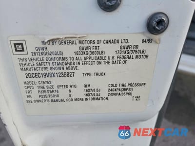Zdjęcie 12 z 12 samochodu: 1999 CHEVROLET SILVERADO C1500 VIN:2GCEC19V8X1235827 - miniatura