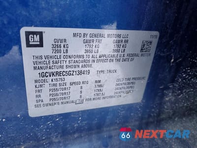 Zdjęcie 12 z 12 samochodu: 2016 CHEVROLET SILVERADO VIN:1GCVKREC5GZ138419 - miniatura