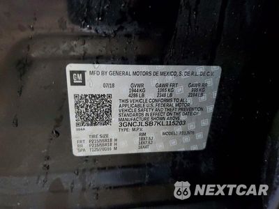 Zdjęcie 12 z 12 samochodu: 2019 CHEVROLET TRAX 1LT VIN:3GNCJLSB7KL115203 - miniatura