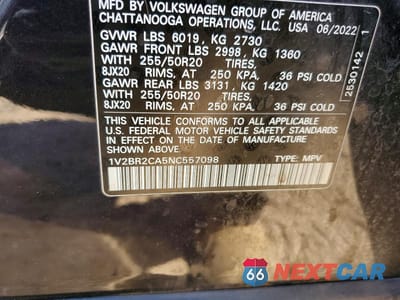 Zdjęcie 13 z 13 samochodu: 2022 VOLKSWAGEN ATLAS SEL VIN:1V2BR2CA5NC557098 - miniatura
