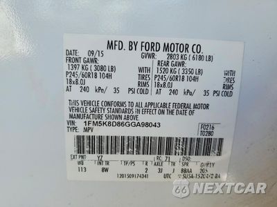 Zdjęcie 13 z 13 samochodu: 2016 FORD EXPLORER XLT VIN:1FM5K8D86GGA98043 - miniatura